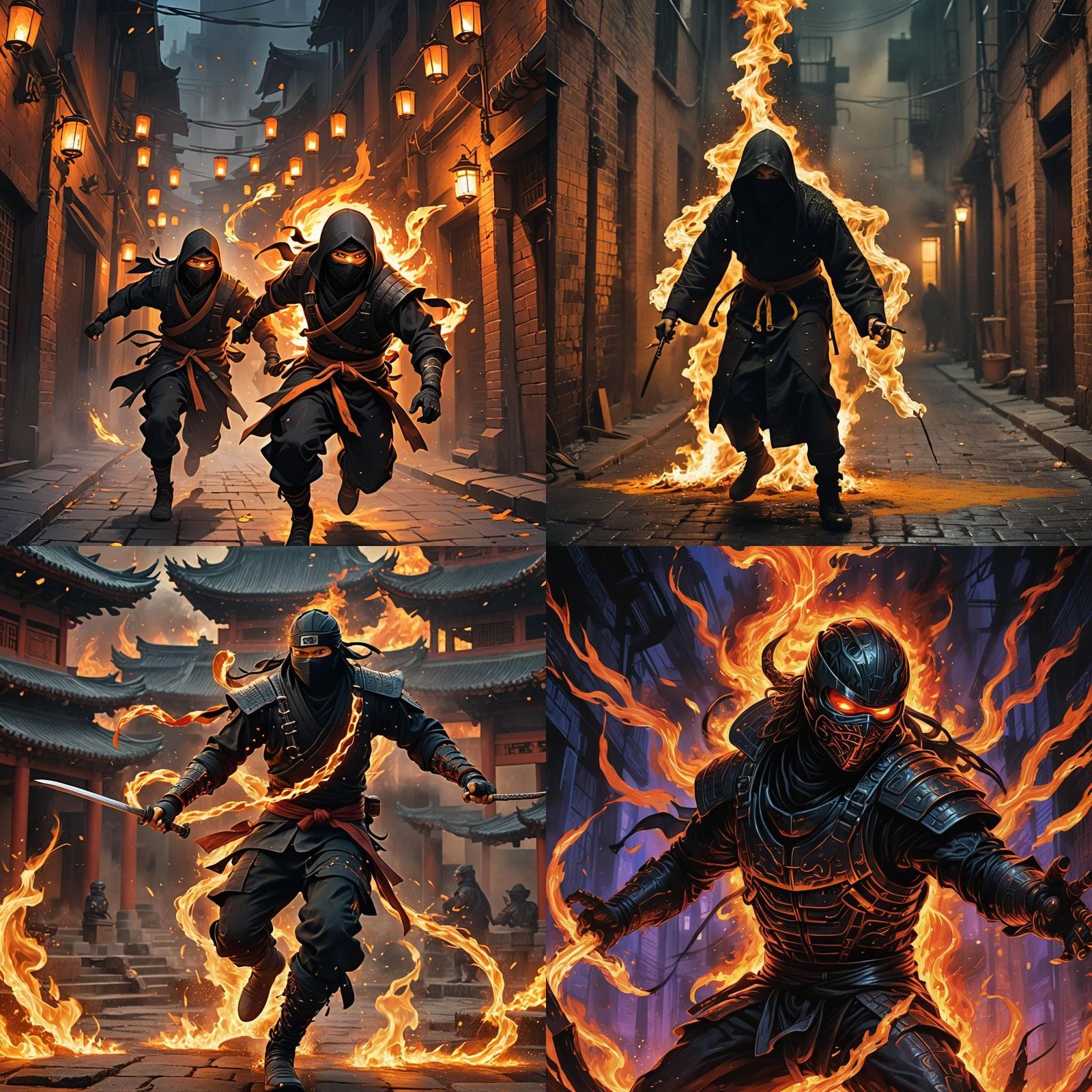 Ninja Ablaze: A Fiery Digital Artwork