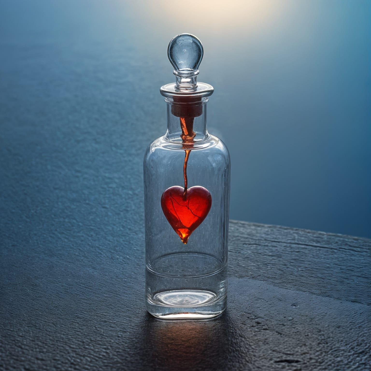 Delicate Red Heart in a Clear Glass Vessel