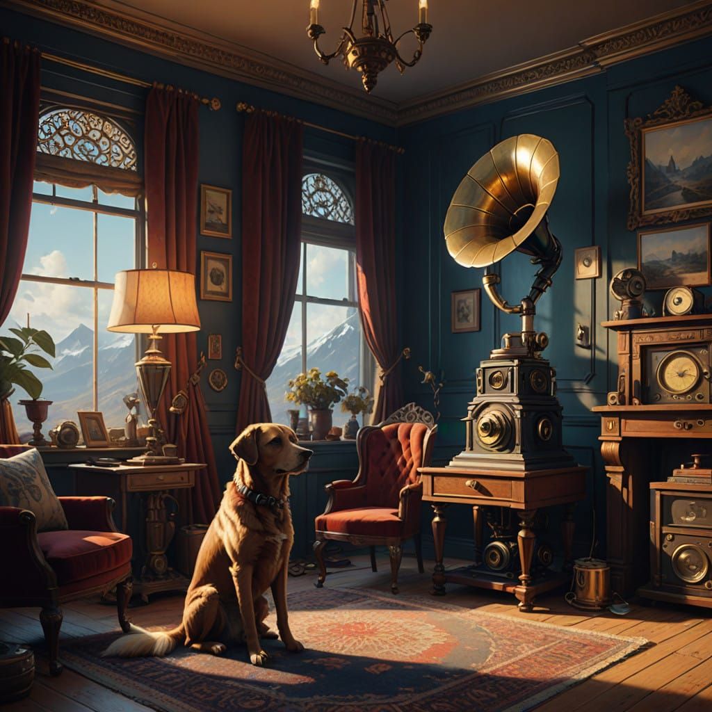 Regal Canine in Opulent Vintage Setting