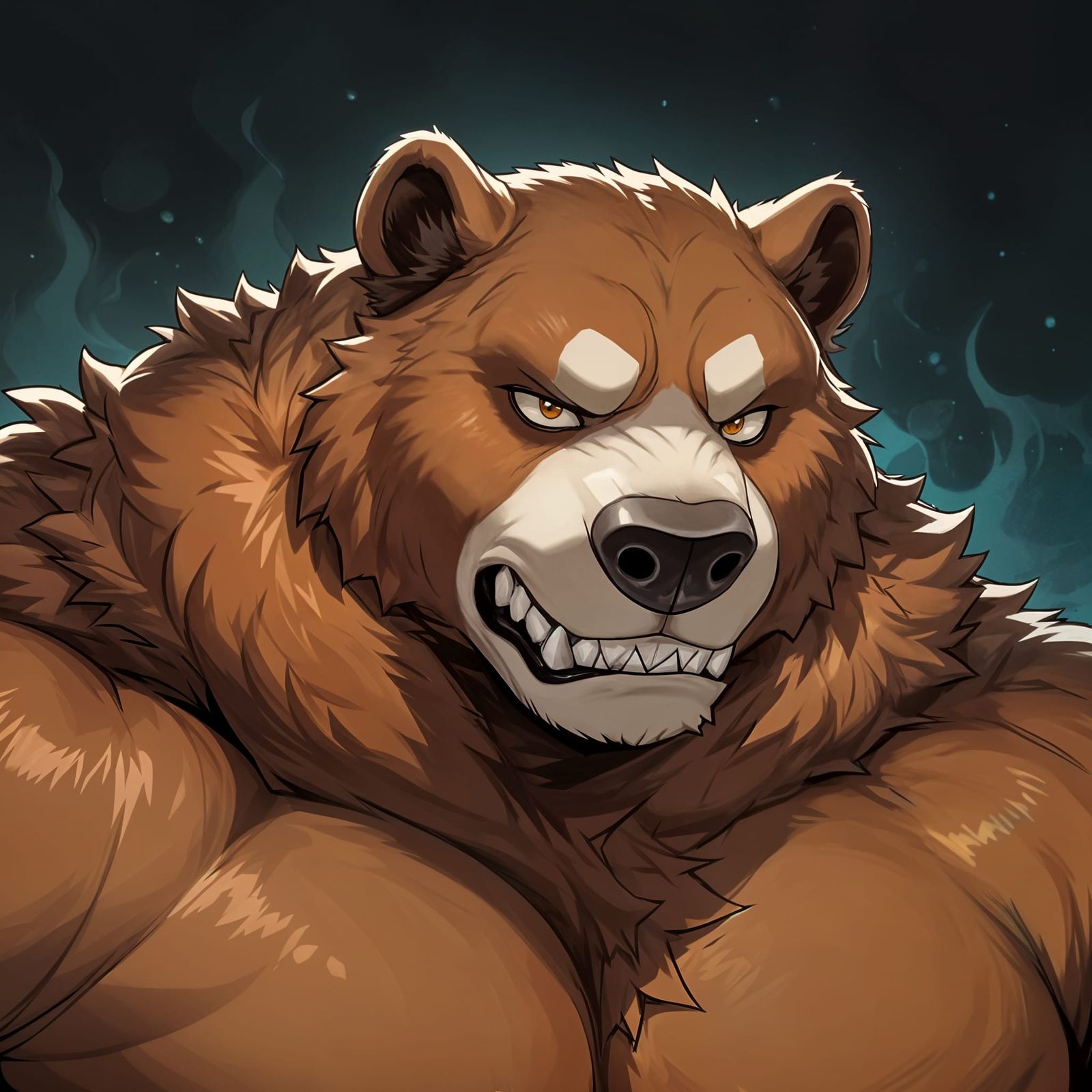 Majestic Brown Kodiak Bear in a Somber Portrait