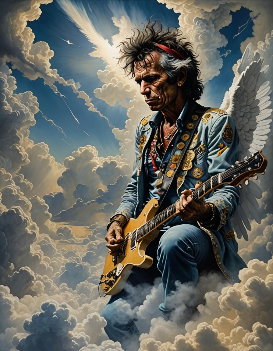 Keith Richards as Angel in Surreal Art