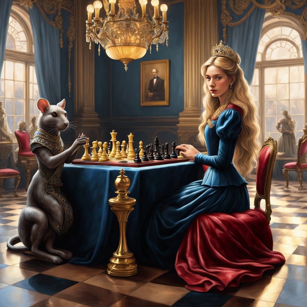 Victorian Queen on a Chessboard, Inspired by Waterhouse and ...