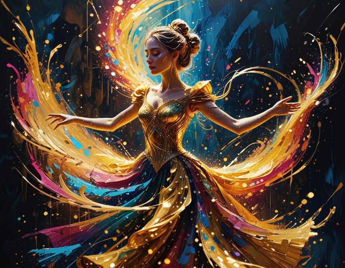 Surreal Dancing Princess Movie Poster in Abstract Style
