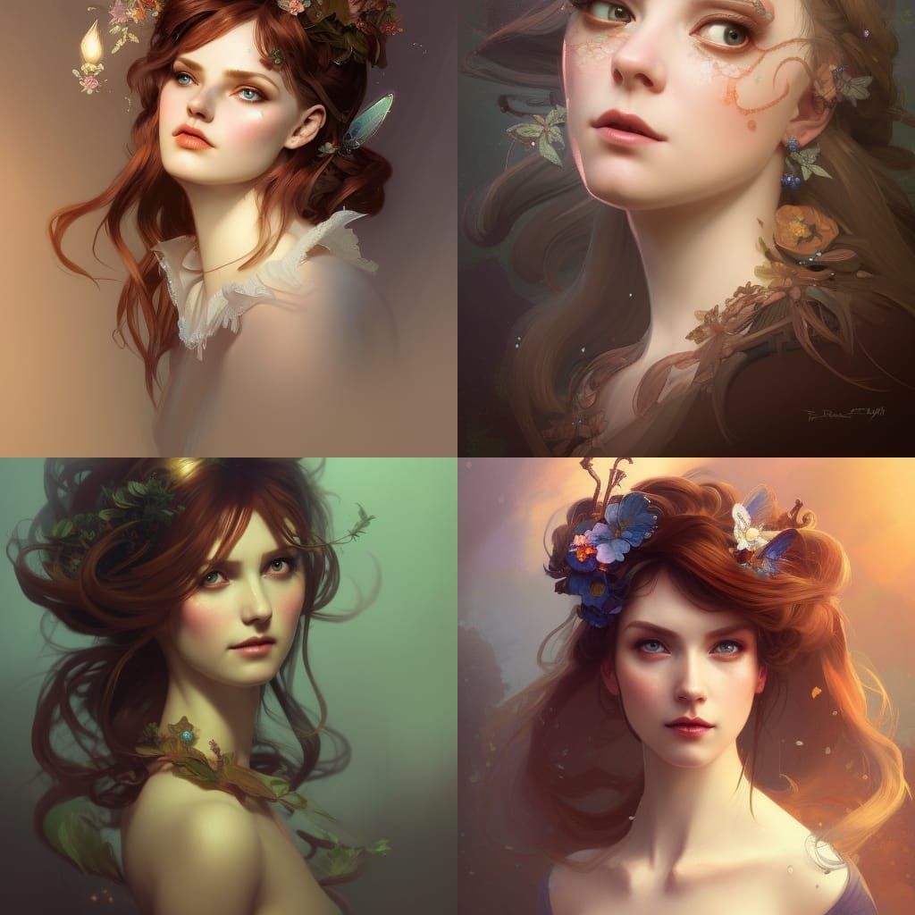 Victorian Fairy Portrait in Art Nouveau Style