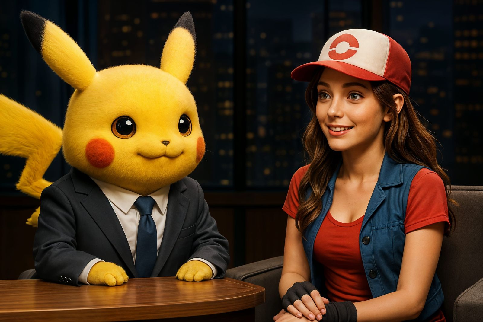 Pikachu Hosts Talk Show with Pokemon Trainer Guest