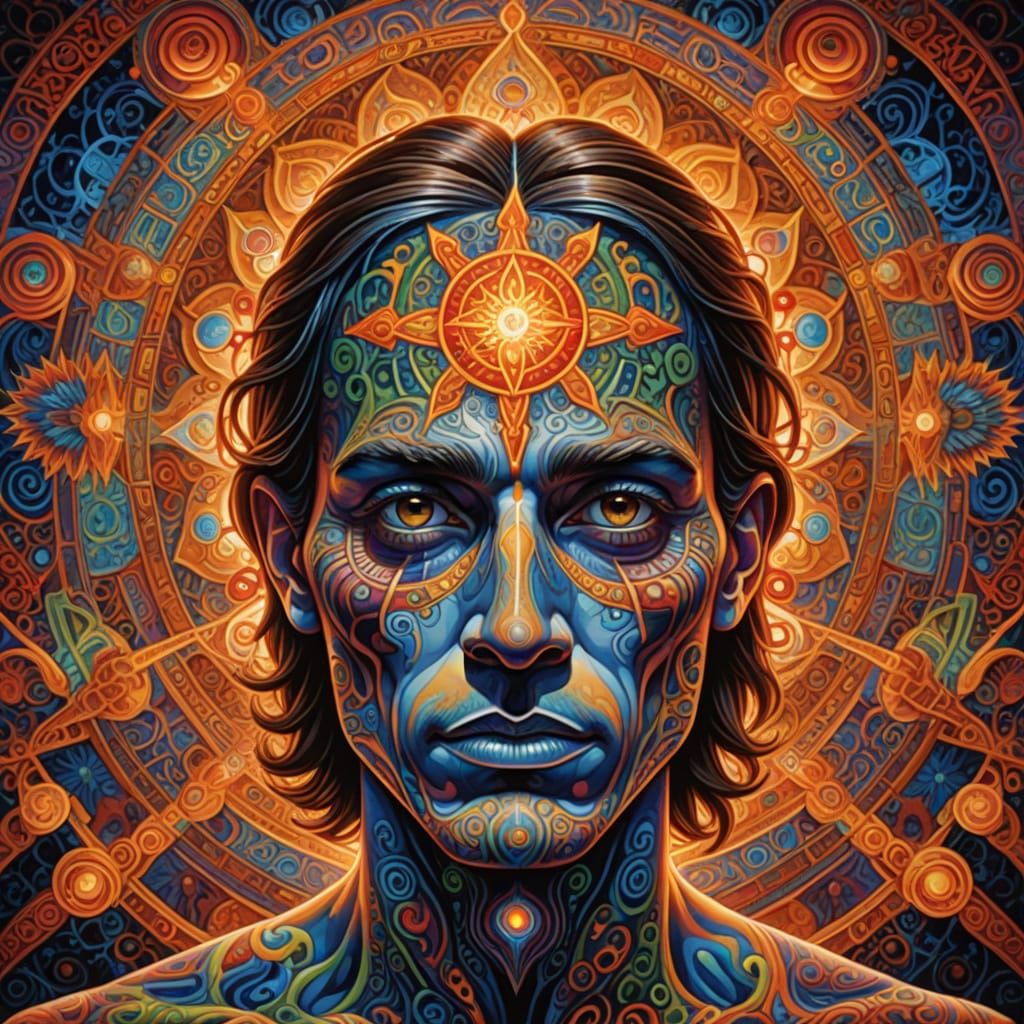 Spiritual Awakening in Vibrant Psychedelic Hues