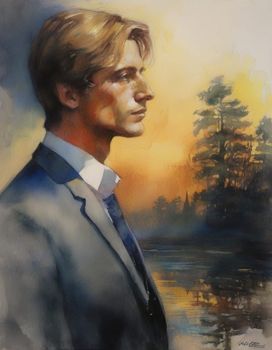 Dashing Gentleman in Cinematic Watercolor