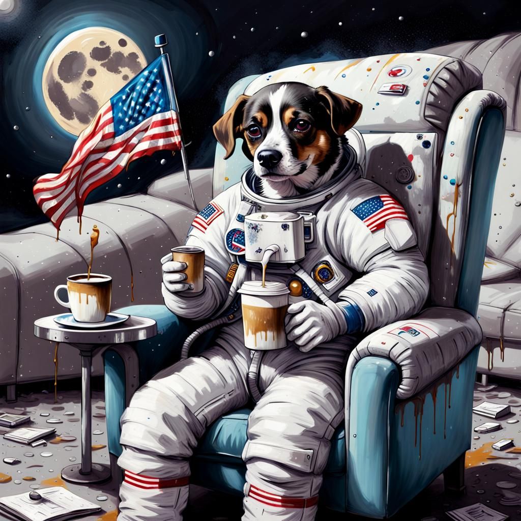 Astronaut Dog on the Moon: Graffiti Art