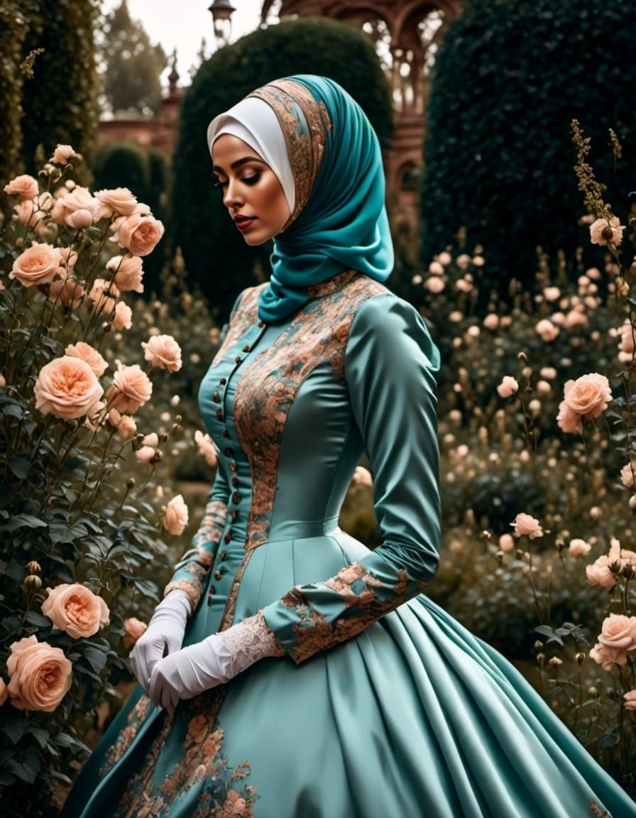 Elegant Victorian Lady in a Serene Garden