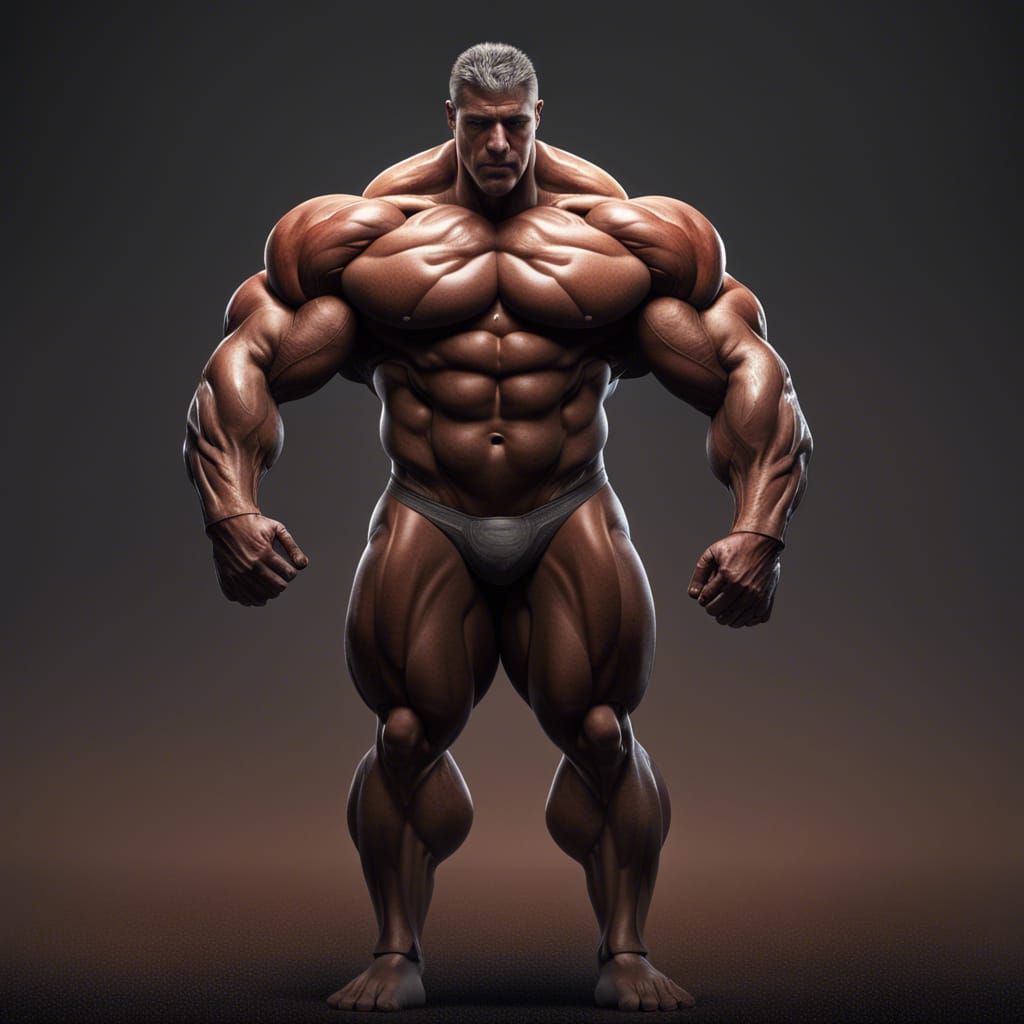 Unrealistic Muscular Man in Detailed Matte Painting