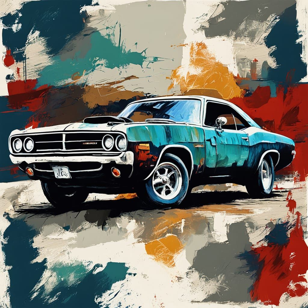 Expressionist Dodge Muscle Car Painting