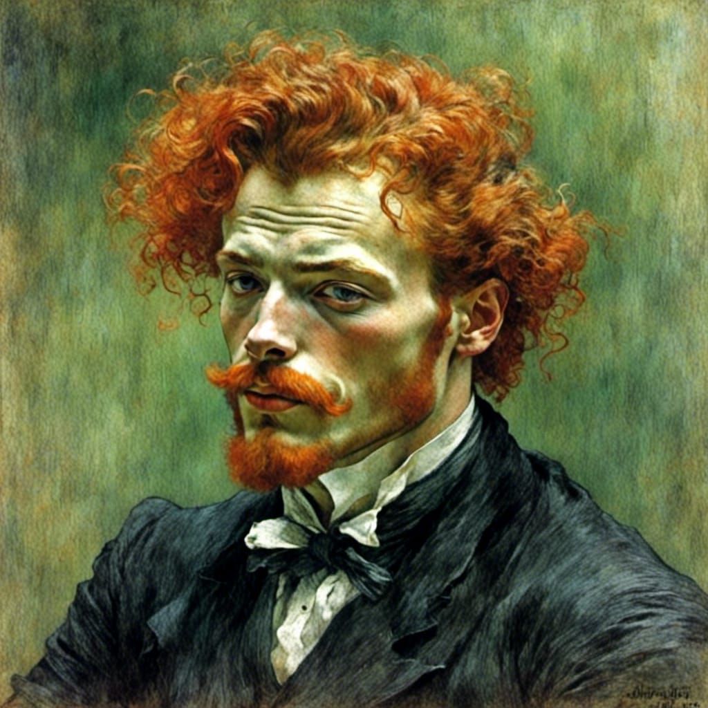 Fiery Haired Man: Portrait in Toulouse Style