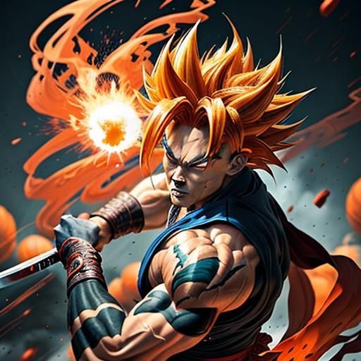 Tanjiro Kamado Super Saiyan with Katana