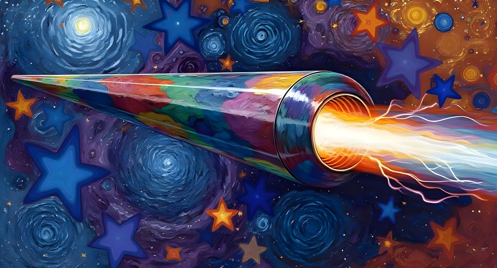 Colorful Cosmic Interstellar Background with 3D Stars