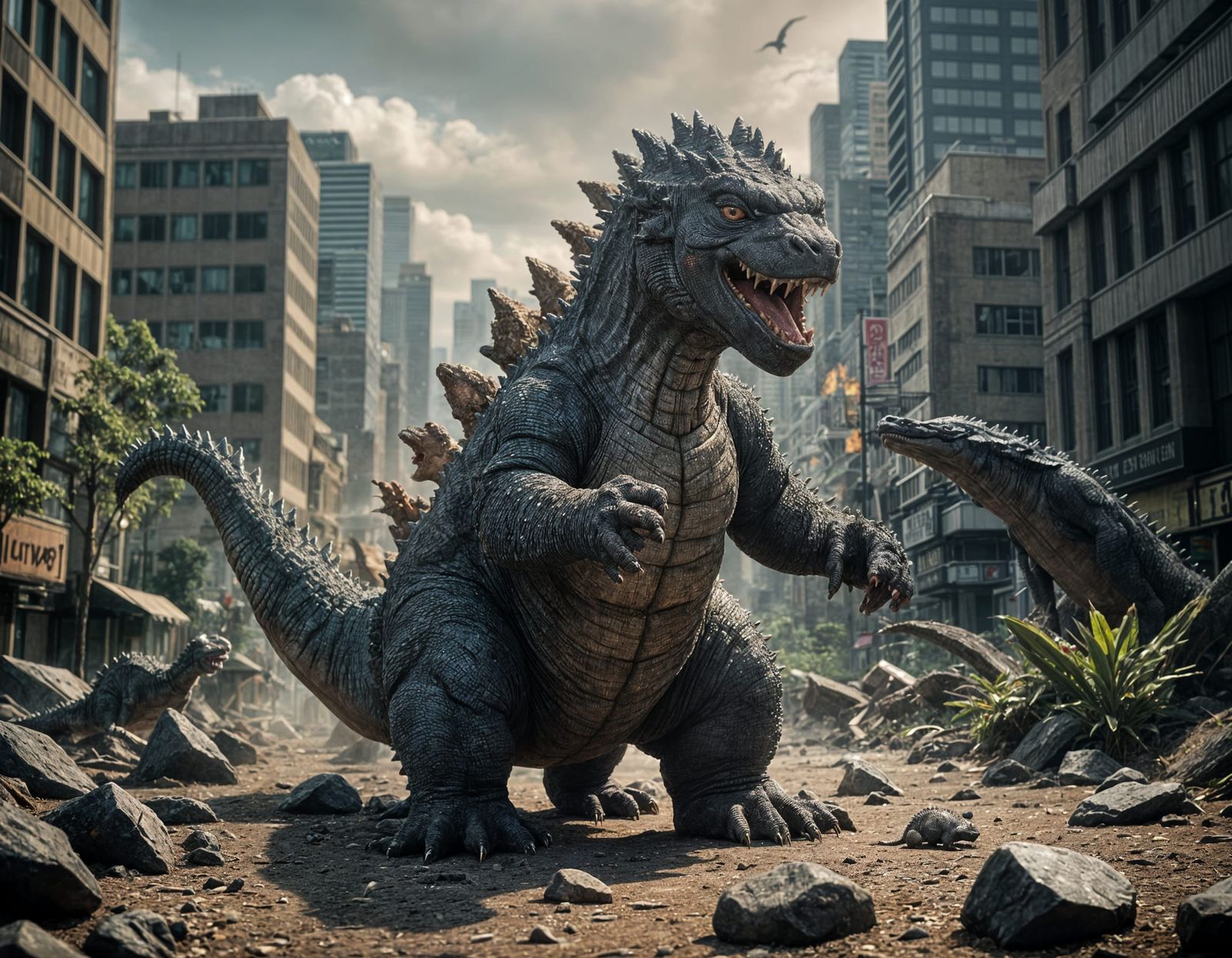 Adorable Baby Godzilla in Cinematic Style