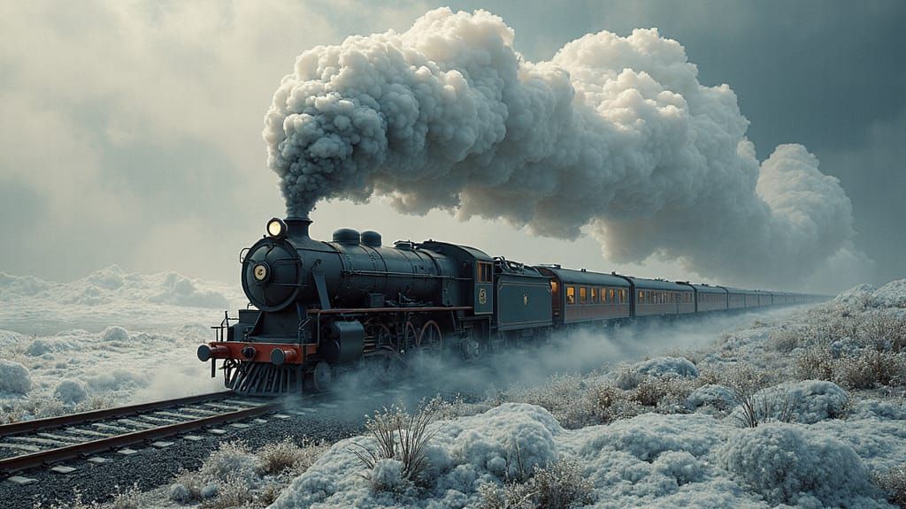 Textured Steam Train Fantasy Art