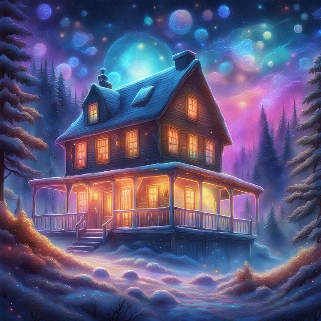 Cosmic Country Inn Under Astral Starry Night