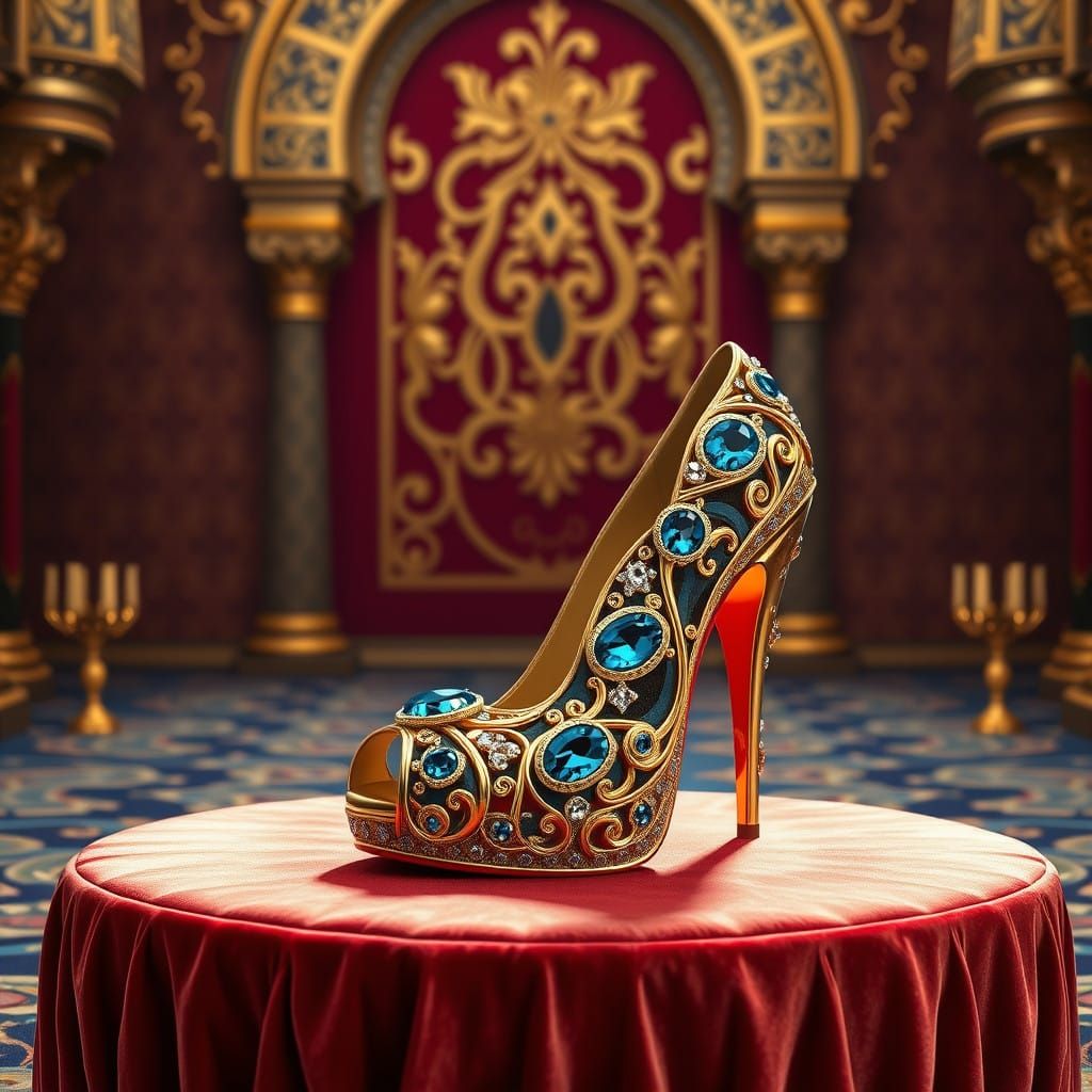 Luxurious 24K Gold Arabian Night-Inspired High Heel Pumps