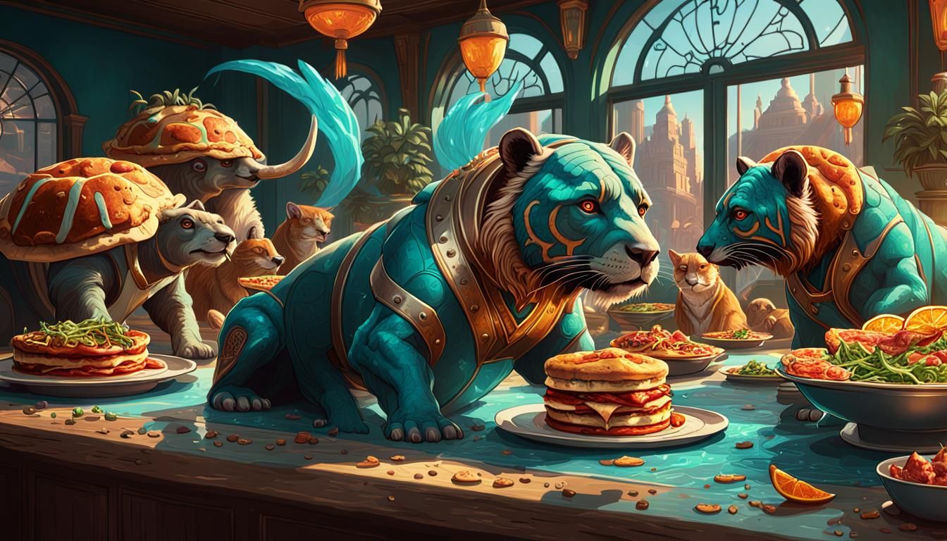 Hyperdetailed Animal Pizza Party in 8k Resolution