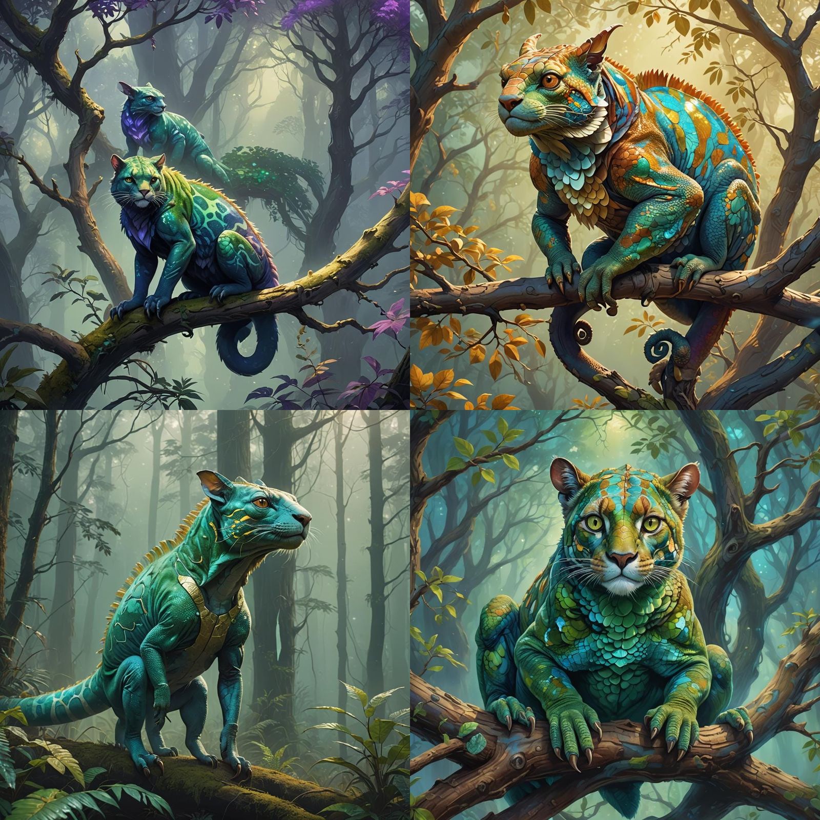 Chameleon Cougar Hybrid in Detailed Matte Painting