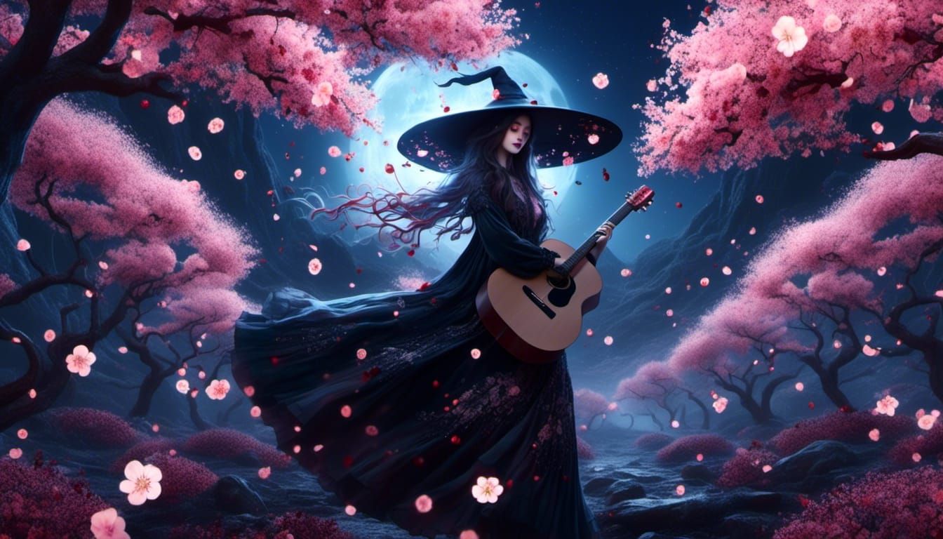 <lora:SuperHyperrealism:1.0> flower witch under moonlight in...