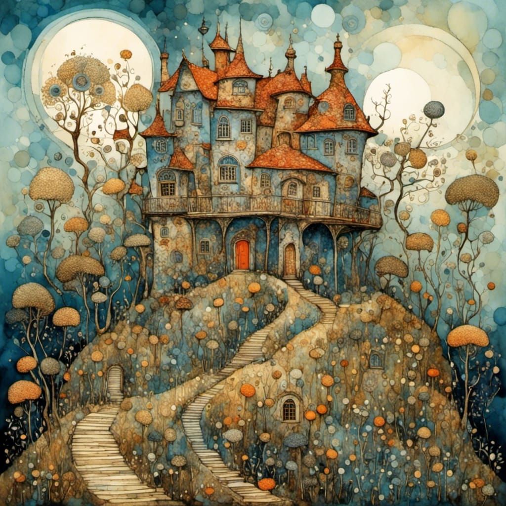 Art Brut House on Hill with Delicate Details