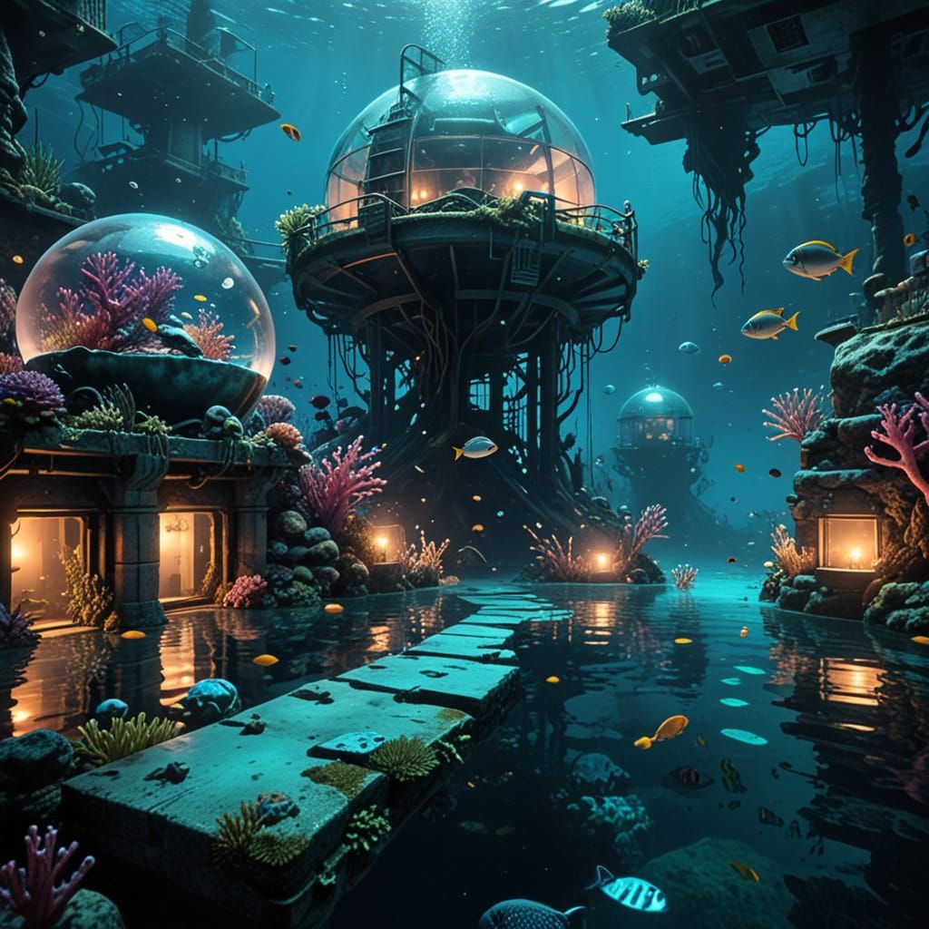 Monochromatic Submerged Underwater Scene