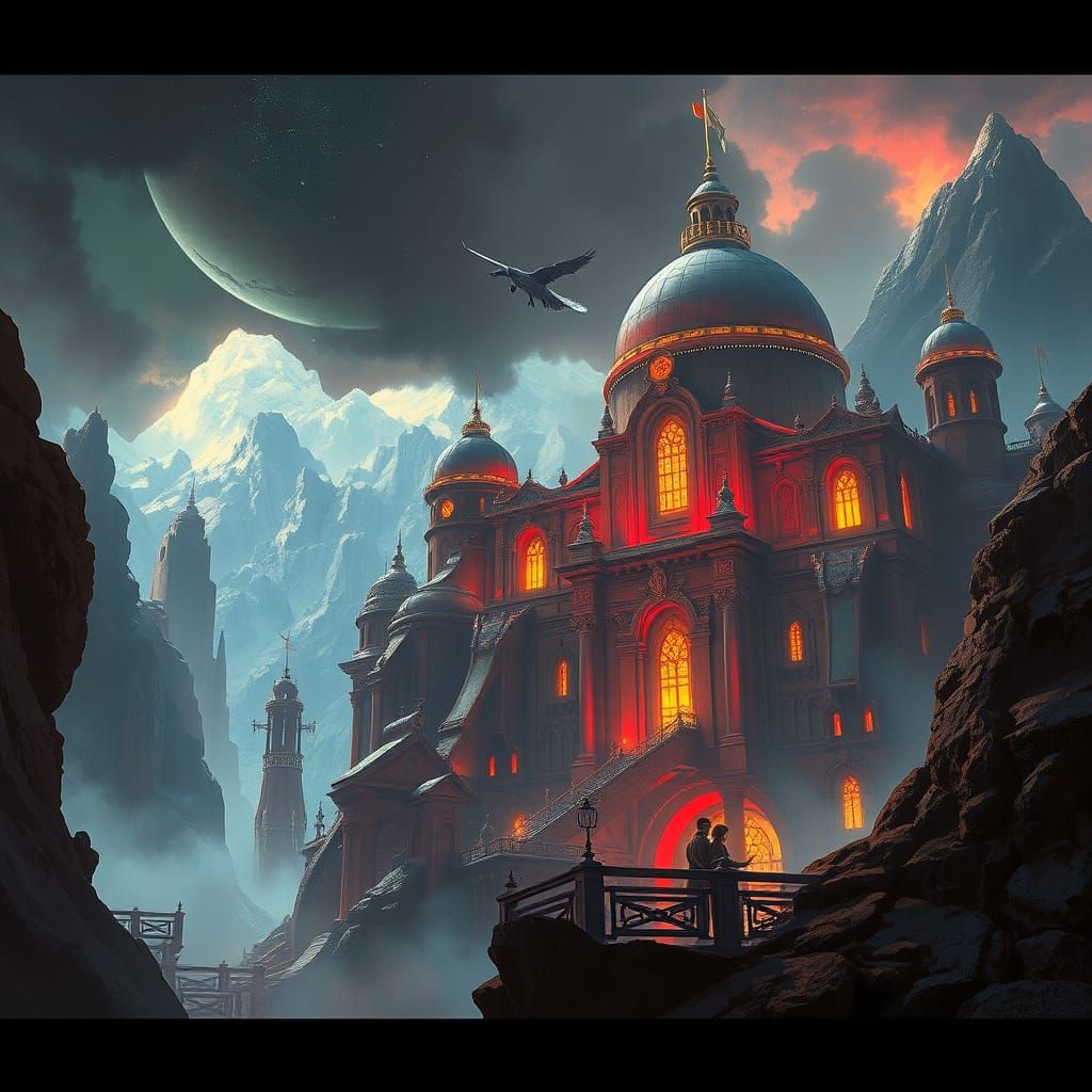 Epic Futuristic Scene in Maximalist Style