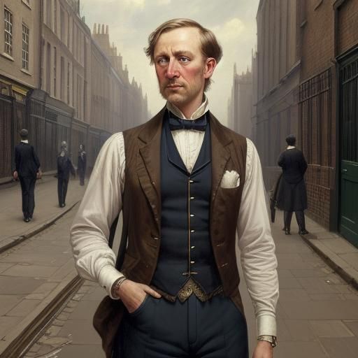 1820s Gentleman with Pocket Watch in London: Oil Painting