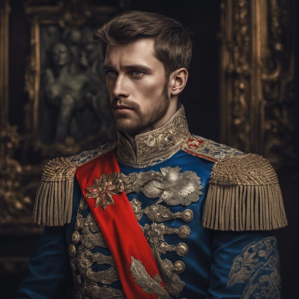 Hyperrealistic Portrait of a Thirty-Year-Old Tsarevich Alexe...