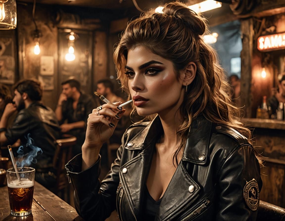 Trans Woman Smoking in Post-Apocalyptic Bar