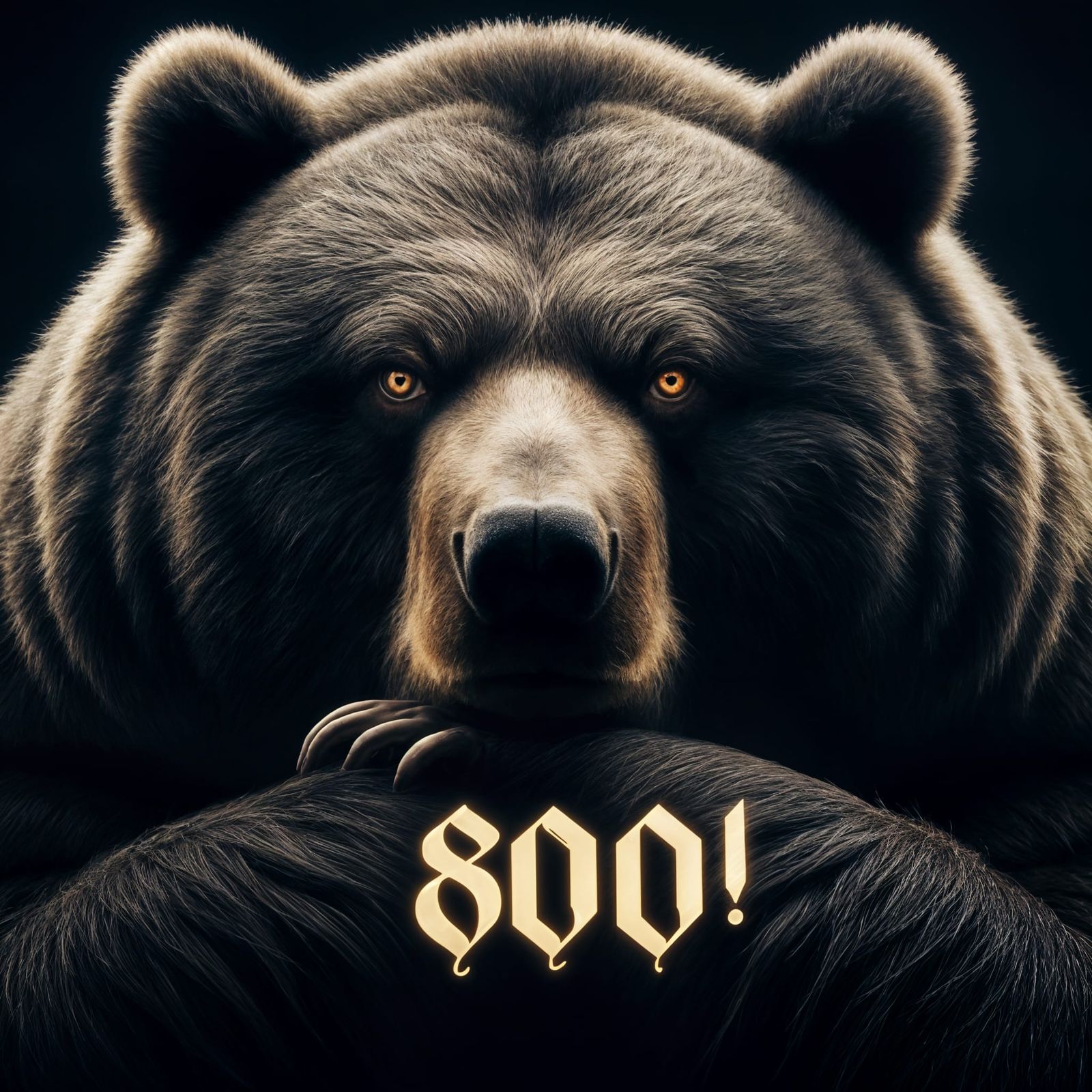 Velvet Kodiak Bear with Calligraphic Font