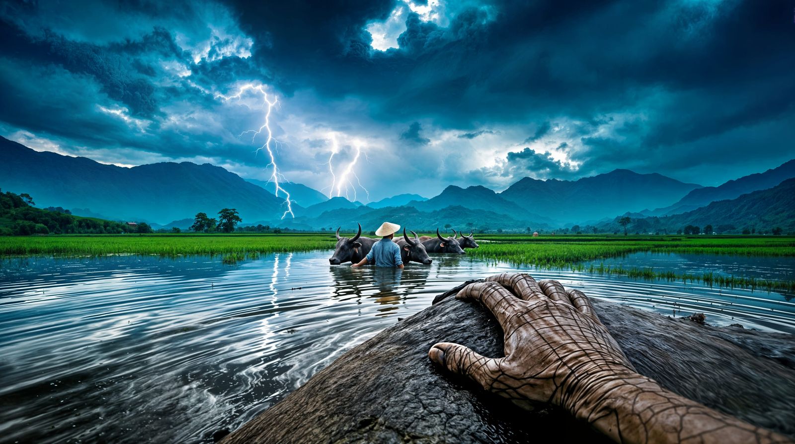 Dramatic Terraced Landscapes at Storm's Edge