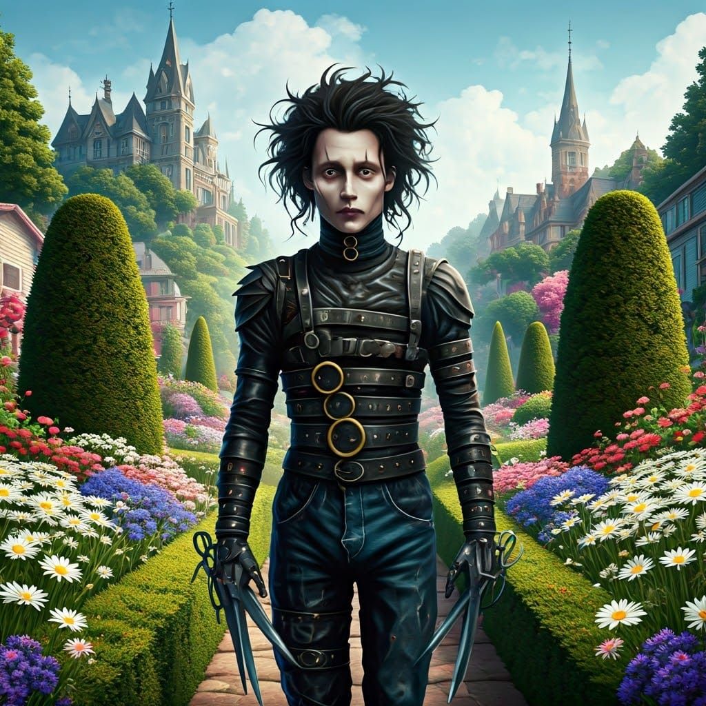 Edward Scissorhands in Suburbia, Wearing Jeans
