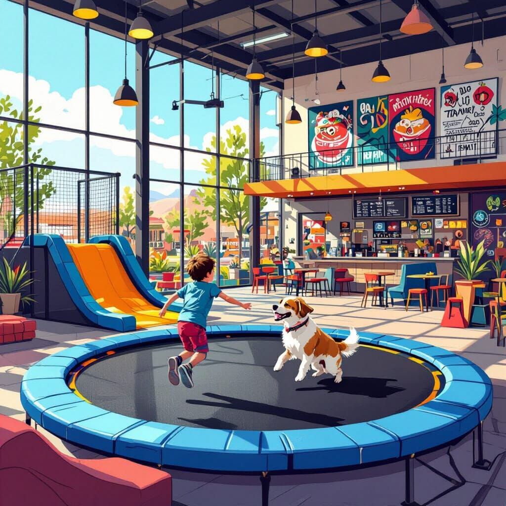 Trampoline Park Fun Inspired by Mixed Media Art