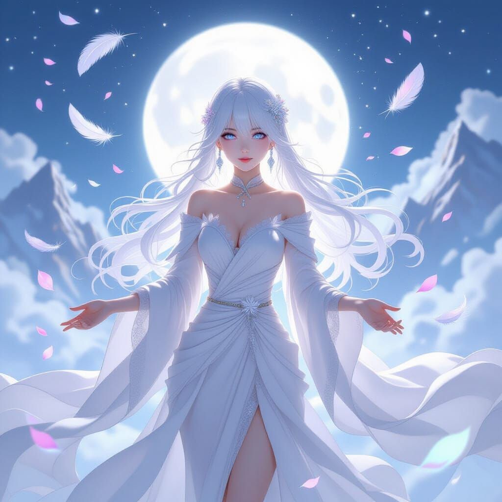 Ethereal Anime Woman in Flowing Silks