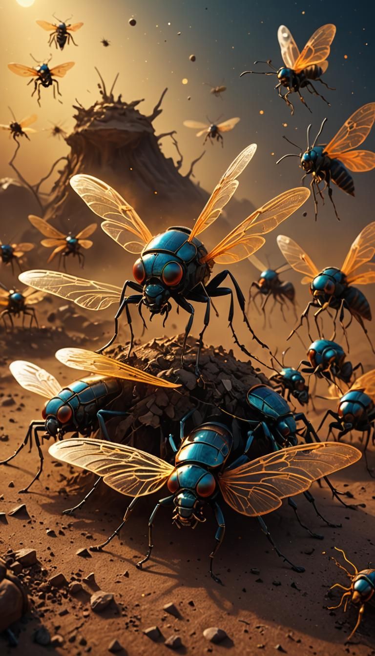 Delicate Winged Creatures in Hot Planet Dust Storms