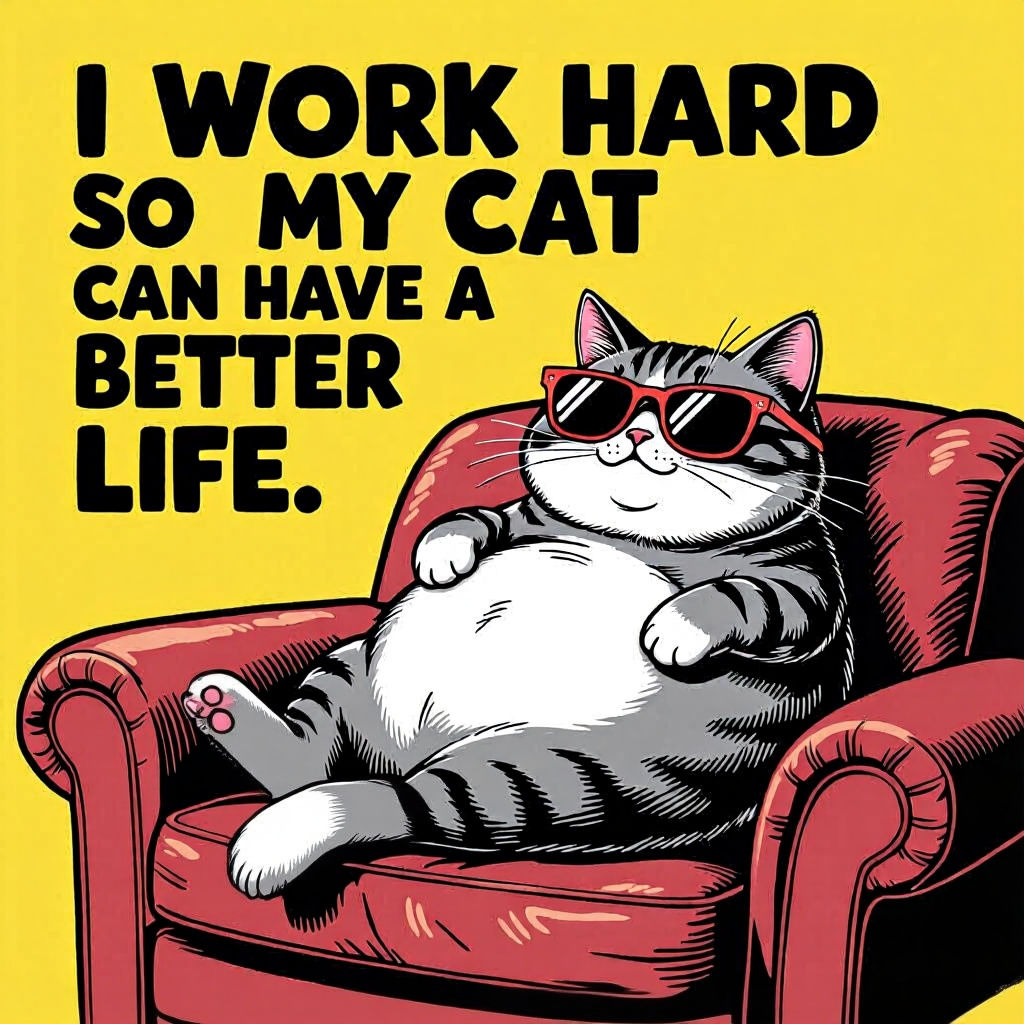 Cartoon Cat Lounging Like a Boss in Sunglasses