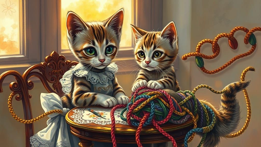 Mournful Kitten Artist in Victorian Dreamscapes