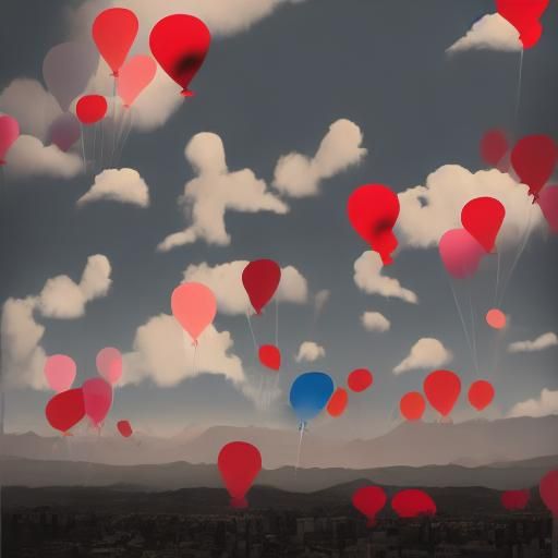 Woman Releasing Balloons in Pop Art Style