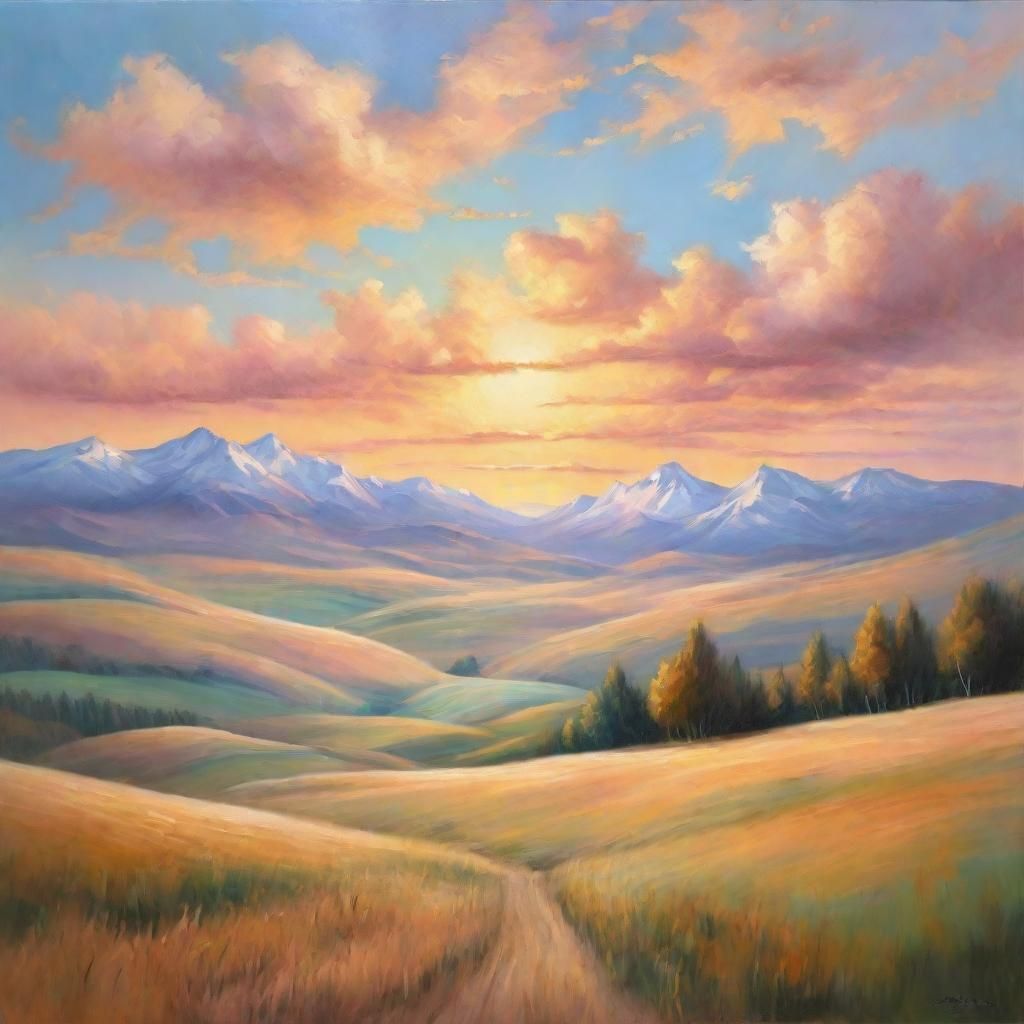 Dreamlike Surreal Landscape in Pastel Oil Painting