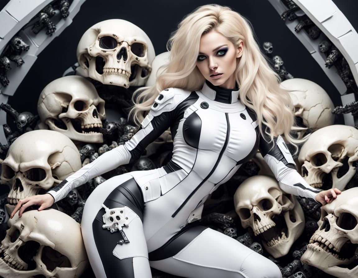 Teenage Space Warrior on Alien Skulls