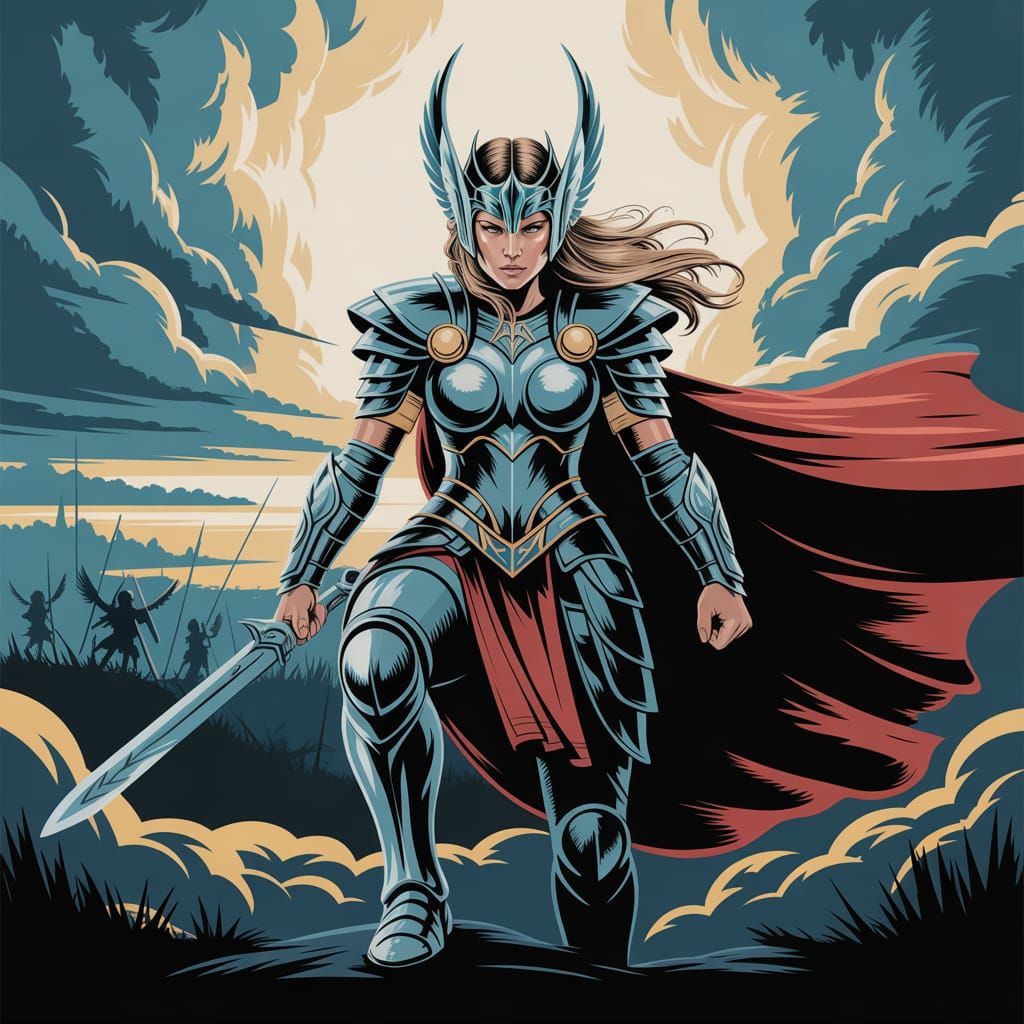 Valkyrie Overlook: Norse-Inspired Digital Art