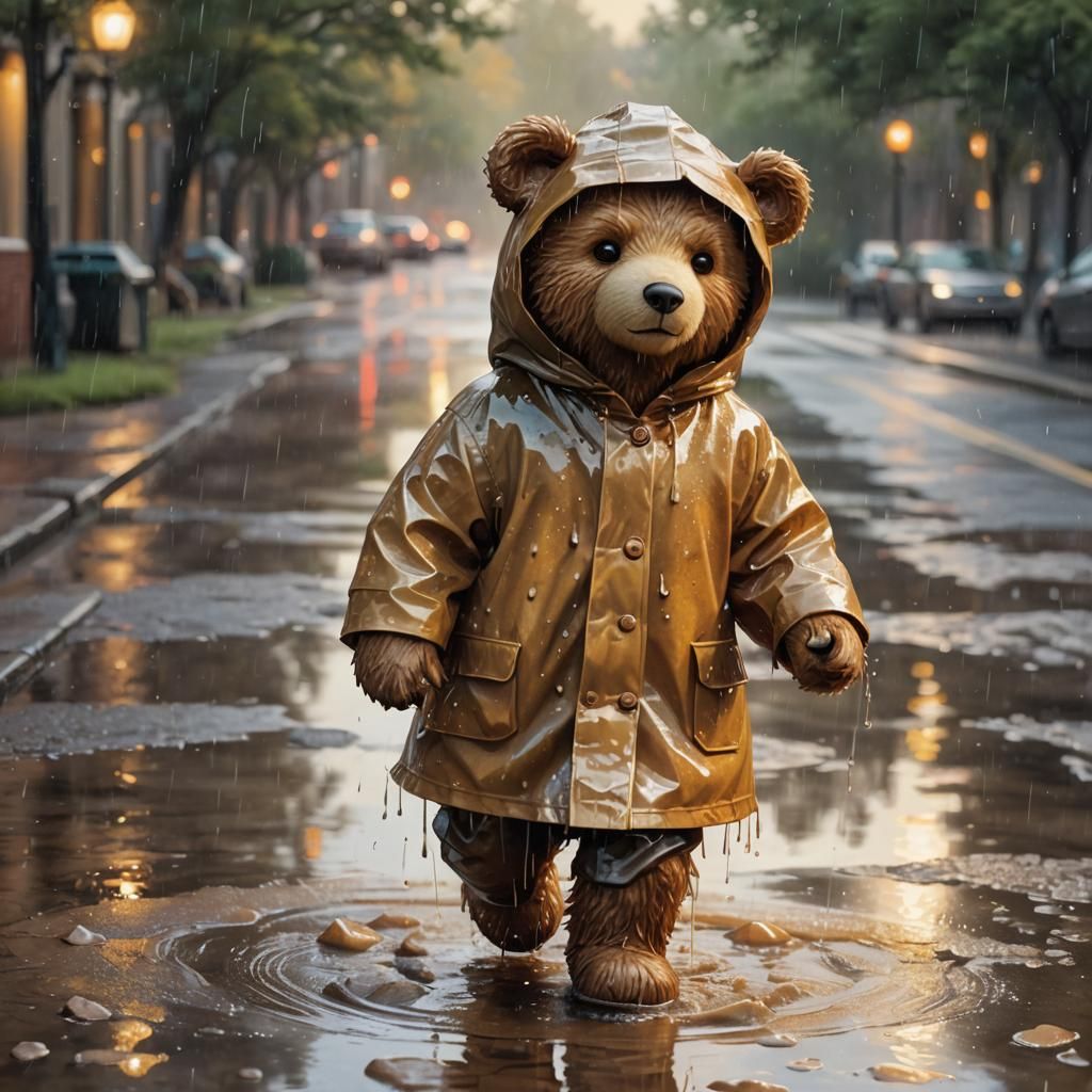 Teddy Bear Walks in Rain: Concept Art