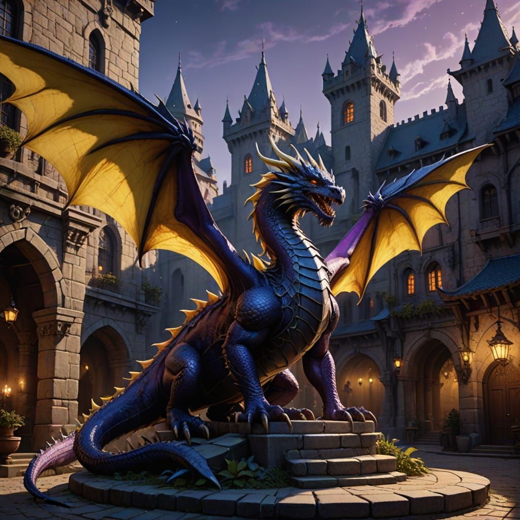 Majestic Dragon in Medieval Fantasy Scene
