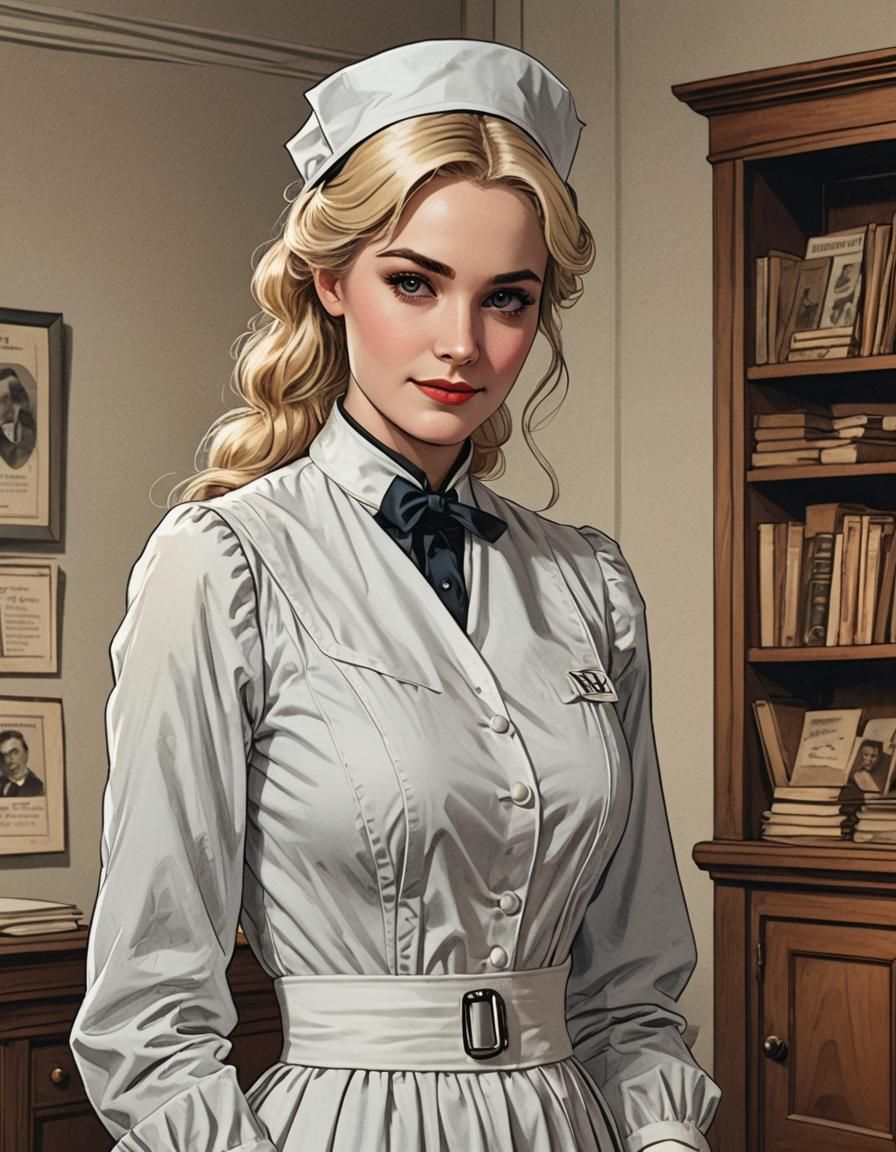 Victorian Nurse in Comic Book Style