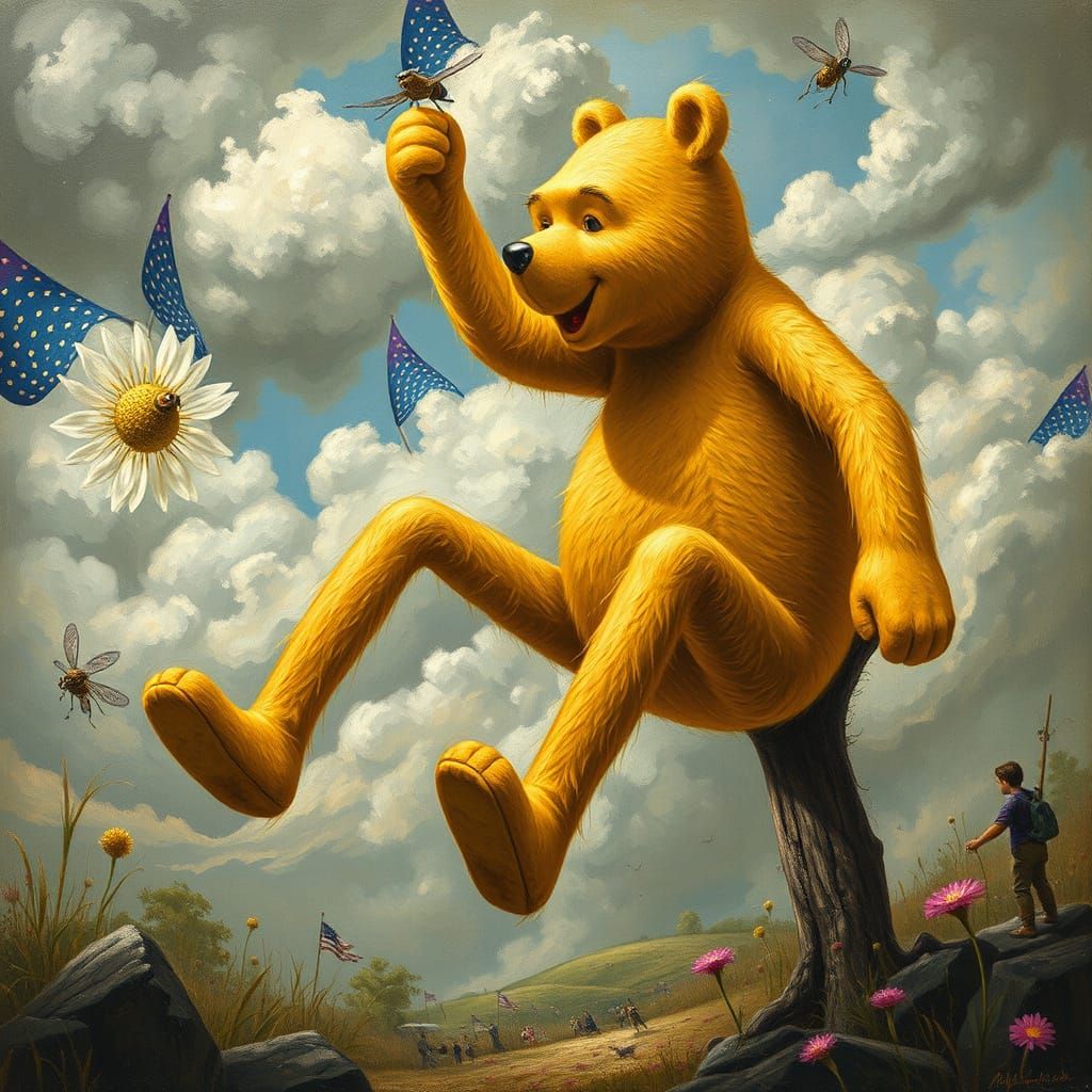 Acrobatic Winnie the Pooh Long Legs Painting