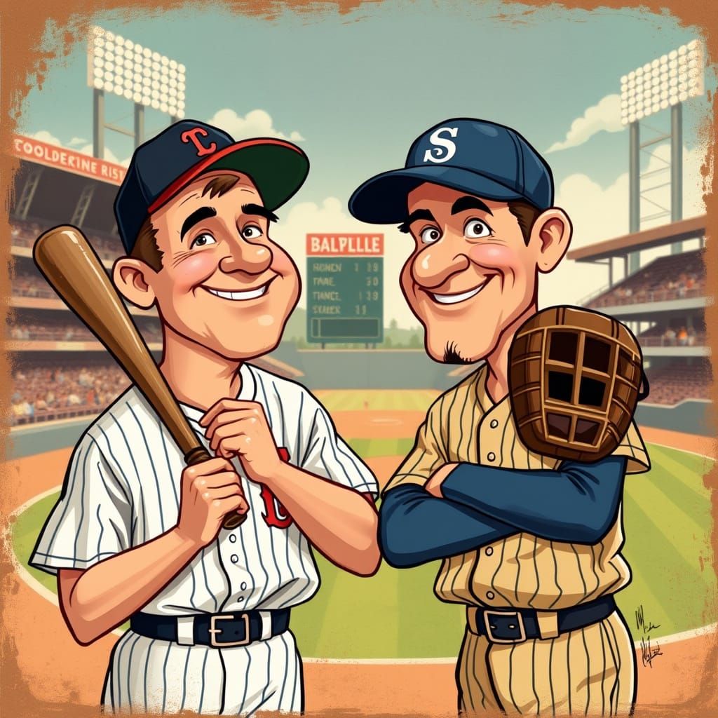 Vintage Baseball Players in Nostalgic Ballpark