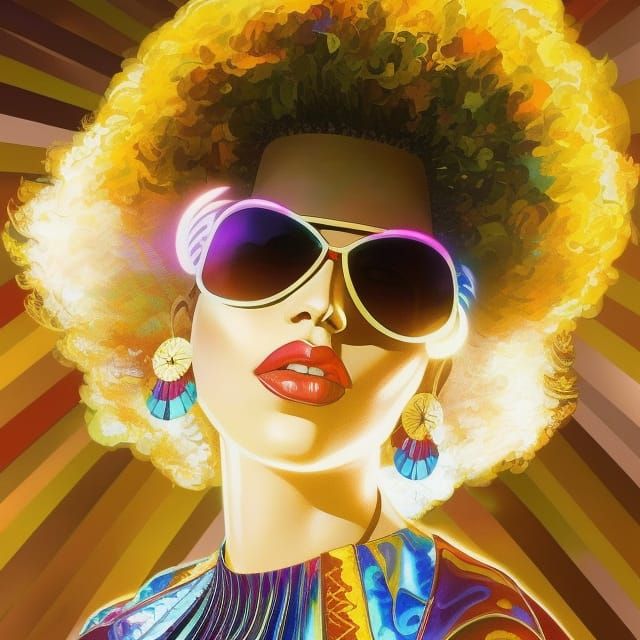 Funky Disco Chicken in Retro Psychedelic Pop Art