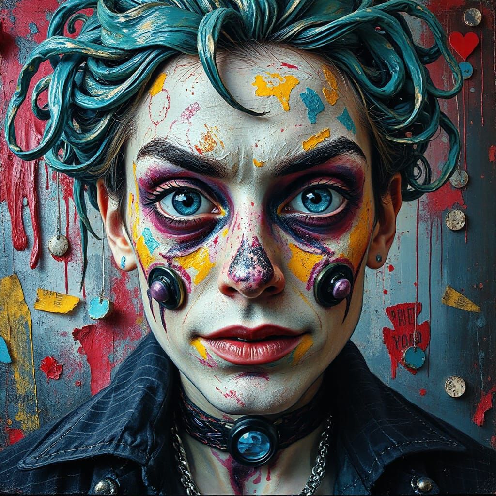 Gritty Punk Carnival in Abstract Expressionist Style